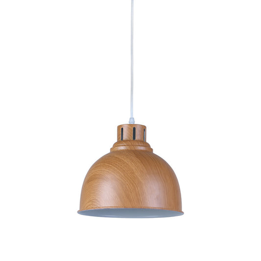 Aluminum Brown Drop Pendant Domed Shade 1-Head Vintage Down Lighting for Dining Room Clearhalo 'Art Deco Pendants' 'Cast Iron' 'Ceiling Lights' 'Ceramic' 'Crystal' 'Industrial Pendants' 'Industrial' 'Metal' 'Middle Century Pendants' 'Pendant Lights' 'Pendants' 'Tiffany' Lighting' 791869