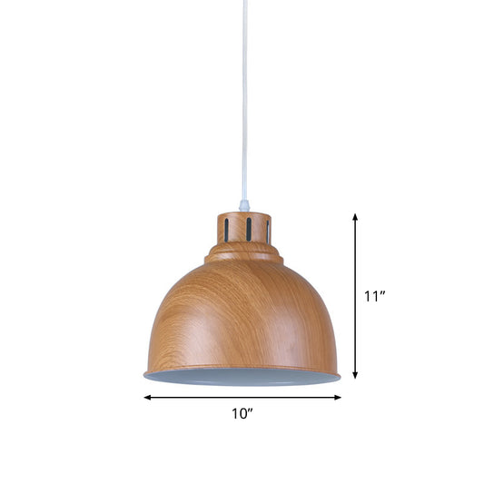Aluminum Brown Drop Pendant Domed Shade 1-Head Vintage Down Lighting for Dining Room Clearhalo 'Art Deco Pendants' 'Cast Iron' 'Ceiling Lights' 'Ceramic' 'Crystal' 'Industrial Pendants' 'Industrial' 'Metal' 'Middle Century Pendants' 'Pendant Lights' 'Pendants' 'Tiffany' Lighting' 791870