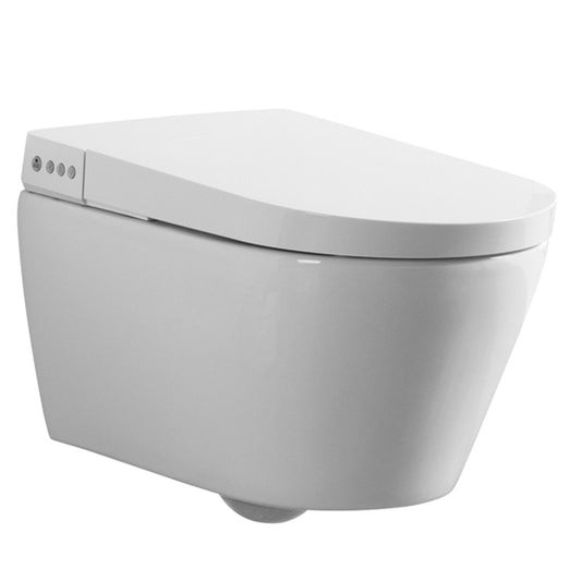 White Ceramic Elongated Wall Mounted Bidet with Heated Seat and Warm Air Dryer Clearhalo 'Bathroom Remodel & Bathroom Fixtures' 'Bidets' 'Home Improvement' 'home_improvement' 'home_improvement_bidets' 'Toilets & Bidets' 7918860