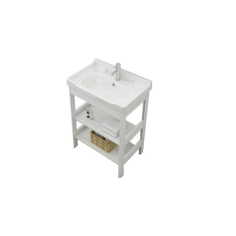 Freestanding Modern Sink Included Bath Vanity in White for Bathroom Vanity & Faucet 24"L x 16"W x 33"H Clearhalo 'Bathroom Remodel & Bathroom Fixtures' 'Bathroom Vanities' 'bathroom_vanities' 'Home Improvement' 'home_improvement' 'home_improvement_bathroom_vanities' 7930769