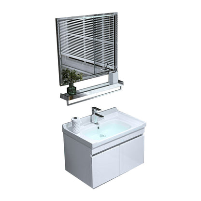 Wall Mount White Modern Bathroom Sink Vanity with Mirror Faucet Vanity & Faucet & Mirrors 24"L x 19"W x 19"H Drawer Not Included Clearhalo 'Bathroom Remodel & Bathroom Fixtures' 'Bathroom Vanities' 'bathroom_vanities' 'Home Improvement' 'home_improvement' 'home_improvement_bathroom_vanities' 7933094