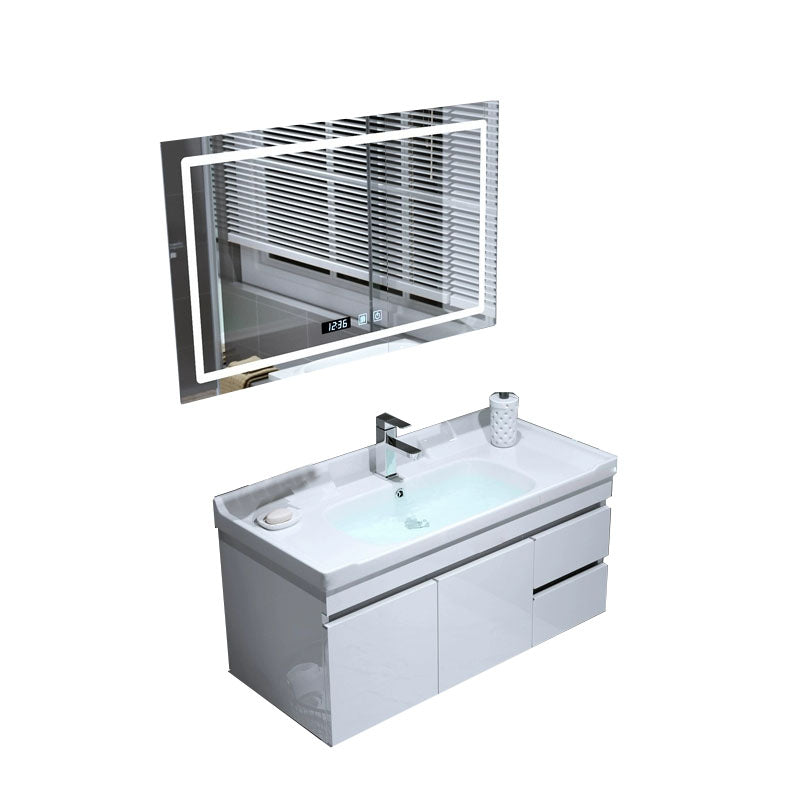 Wall Mount White Modern Bathroom Sink Vanity with Mirror Faucet Vanity & Faucet & Smart Mirror 36"L x 19"W x 19"H 2 Clearhalo 'Bathroom Remodel & Bathroom Fixtures' 'Bathroom Vanities' 'bathroom_vanities' 'Home Improvement' 'home_improvement' 'home_improvement_bathroom_vanities' 7933101