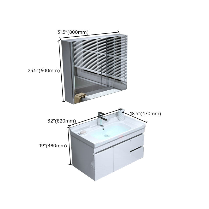 Wall Mount White Modern Bathroom Sink Vanity with Mirror Faucet Clearhalo 'Bathroom Remodel & Bathroom Fixtures' 'Bathroom Vanities' 'bathroom_vanities' 'Home Improvement' 'home_improvement' 'home_improvement_bathroom_vanities' 7933102