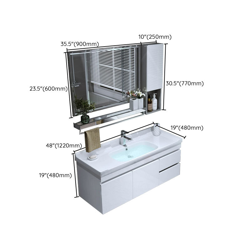 Wall Mount White Modern Bathroom Sink Vanity with Mirror Faucet Clearhalo 'Bathroom Remodel & Bathroom Fixtures' 'Bathroom Vanities' 'bathroom_vanities' 'Home Improvement' 'home_improvement' 'home_improvement_bathroom_vanities' 7933113