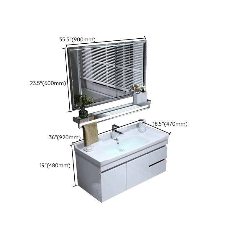 Wall Mount White Modern Bathroom Sink Vanity with Mirror Faucet Clearhalo 'Bathroom Remodel & Bathroom Fixtures' 'Bathroom Vanities' 'bathroom_vanities' 'Home Improvement' 'home_improvement' 'home_improvement_bathroom_vanities' 7933122