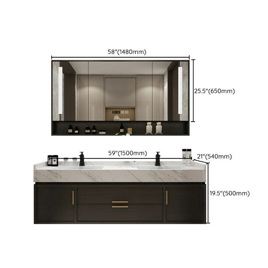 Wall Mount Mirror Included Bath Vanity with Faucet Doors for Bathroom Clearhalo 'Bathroom Remodel & Bathroom Fixtures' 'Bathroom Vanities' 'bathroom_vanities' 'Home Improvement' 'home_improvement' 'home_improvement_bathroom_vanities' 7943037