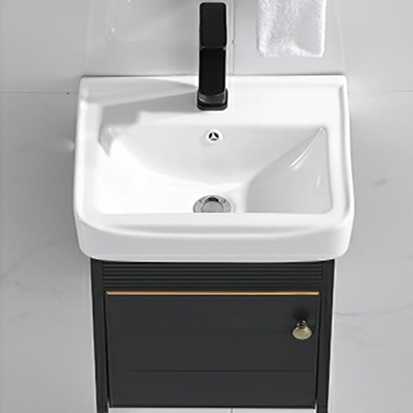 Wall Mount Metal Modern Sink Vanity with Sink for Bathroom in Black Clearhalo 'Bathroom Remodel & Bathroom Fixtures' 'Bathroom Vanities' 'bathroom_vanities' 'Home Improvement' 'home_improvement' 'home_improvement_bathroom_vanities' 7943063
