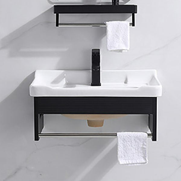 Wall Mount Metal Modern Sink Vanity with Sink for Bathroom in Black Clearhalo 'Bathroom Remodel & Bathroom Fixtures' 'Bathroom Vanities' 'bathroom_vanities' 'Home Improvement' 'home_improvement' 'home_improvement_bathroom_vanities' 7943072