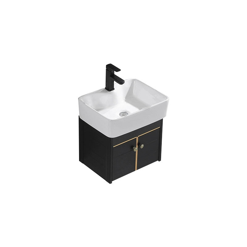 Wall Mount Metal Modern Sink Vanity with Sink for Bathroom in Black Vanity & Faucet 19"L x 15"W x 19"H Clearhalo 'Bathroom Remodel & Bathroom Fixtures' 'Bathroom Vanities' 'bathroom_vanities' 'Home Improvement' 'home_improvement' 'home_improvement_bathroom_vanities' 7943075