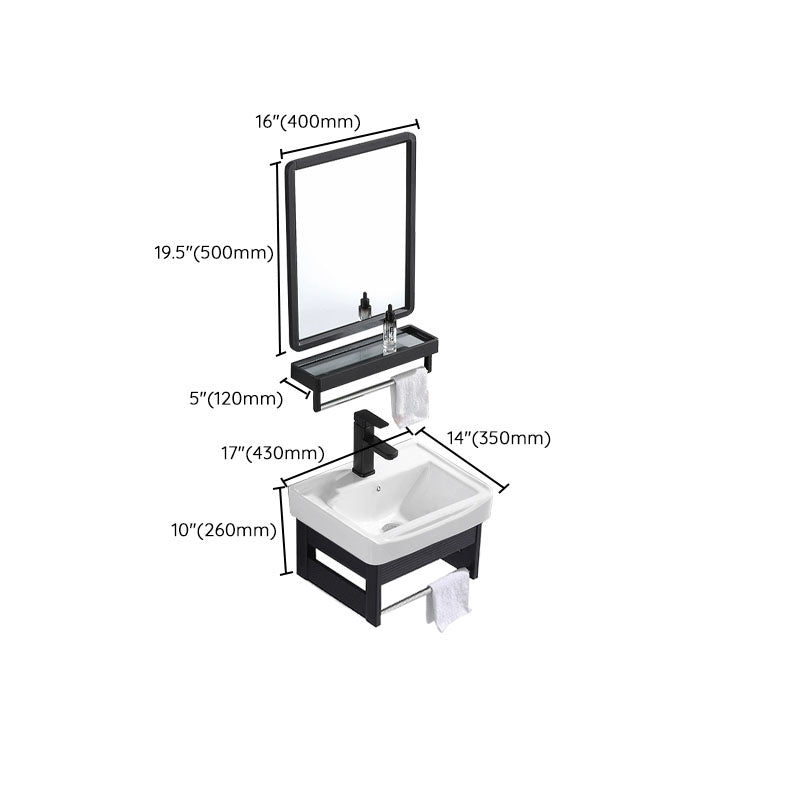 Wall Mount Metal Modern Sink Vanity with Sink for Bathroom in Black Clearhalo 'Bathroom Remodel & Bathroom Fixtures' 'Bathroom Vanities' 'bathroom_vanities' 'Home Improvement' 'home_improvement' 'home_improvement_bathroom_vanities' 7943089