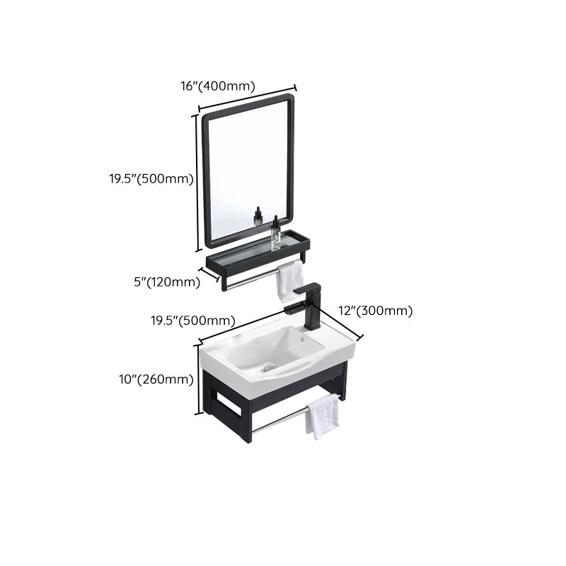 Wall Mount Metal Modern Sink Vanity with Sink for Bathroom in Black Clearhalo 'Bathroom Remodel & Bathroom Fixtures' 'Bathroom Vanities' 'bathroom_vanities' 'Home Improvement' 'home_improvement' 'home_improvement_bathroom_vanities' 7943090