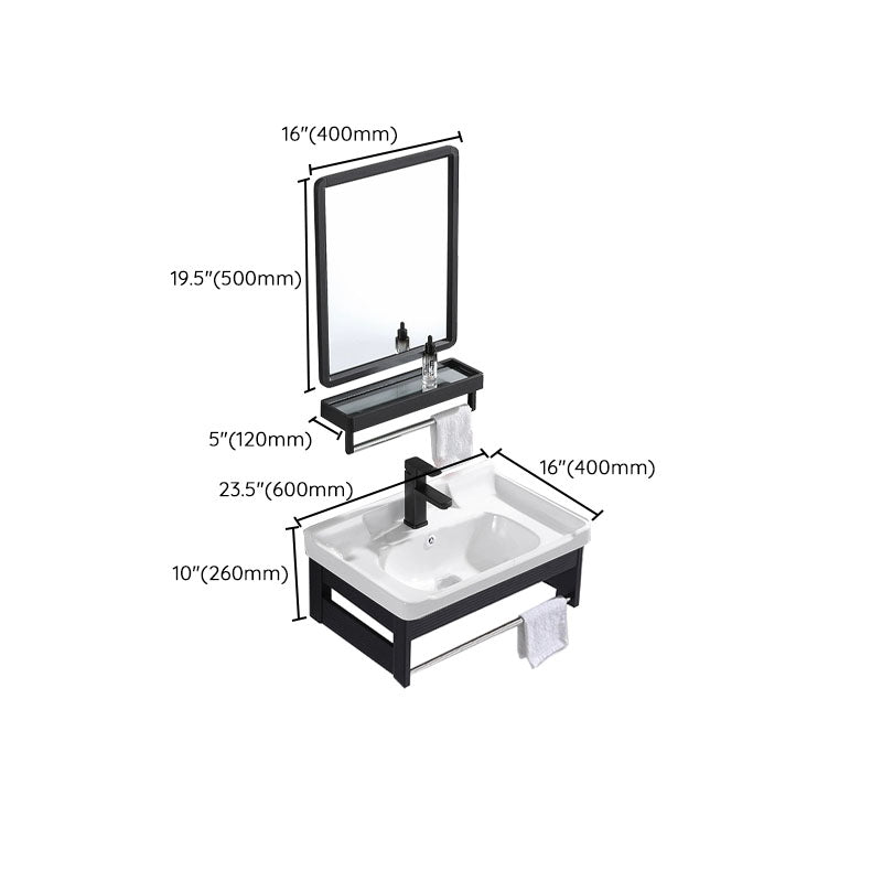 Wall Mount Metal Modern Sink Vanity with Sink for Bathroom in Black Clearhalo 'Bathroom Remodel & Bathroom Fixtures' 'Bathroom Vanities' 'bathroom_vanities' 'Home Improvement' 'home_improvement' 'home_improvement_bathroom_vanities' 7943092