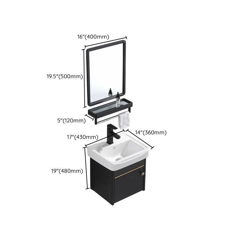 Wall Mount Metal Modern Sink Vanity with Sink for Bathroom in Black Clearhalo 'Bathroom Remodel & Bathroom Fixtures' 'Bathroom Vanities' 'bathroom_vanities' 'Home Improvement' 'home_improvement' 'home_improvement_bathroom_vanities' 7943094