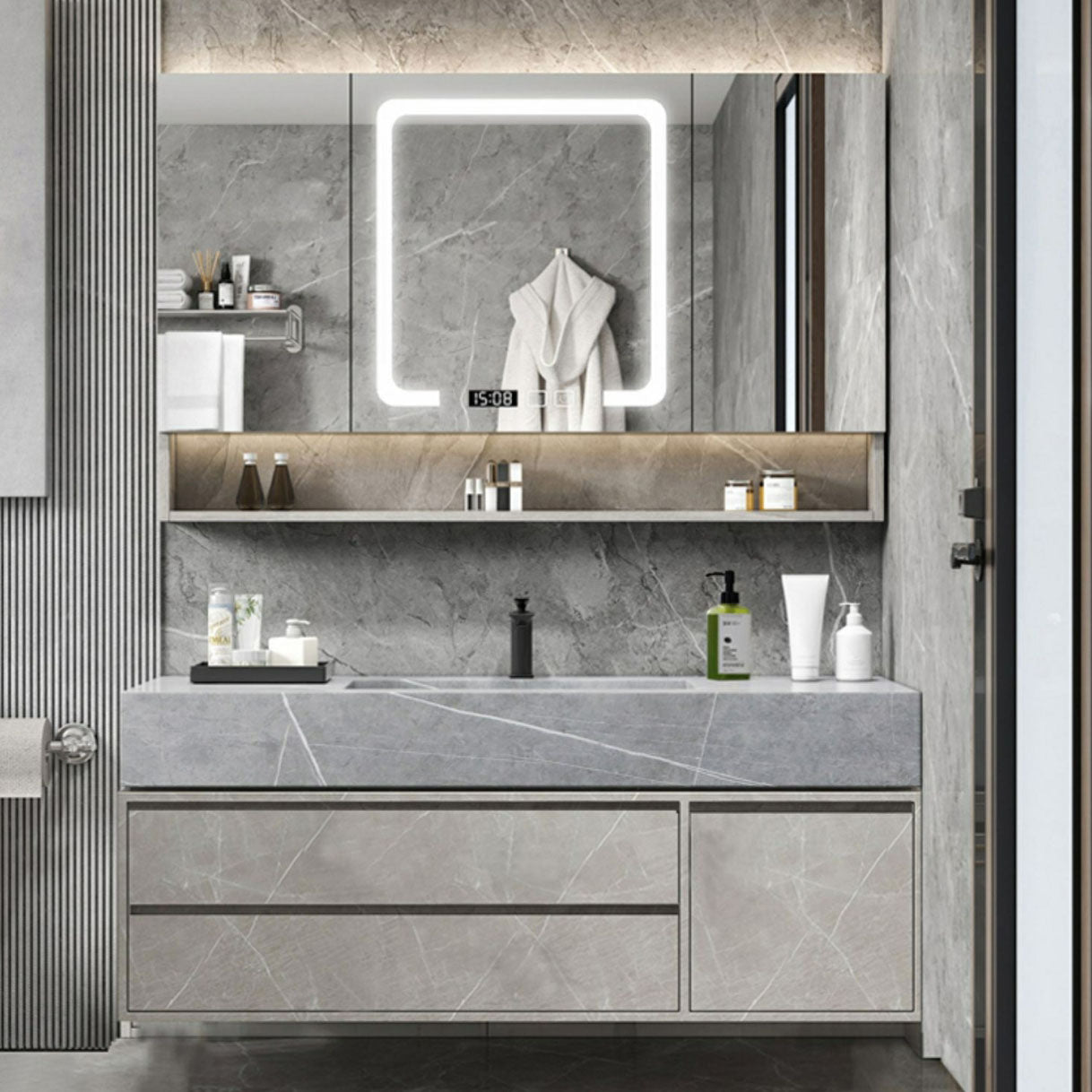 Sink Included Wall Mount Bathroom Sink Vanity with Faucet Mirror Clearhalo 'Bathroom Remodel & Bathroom Fixtures' 'Bathroom Vanities' 'bathroom_vanities' 'Home Improvement' 'home_improvement' 'home_improvement_bathroom_vanities' 7943118