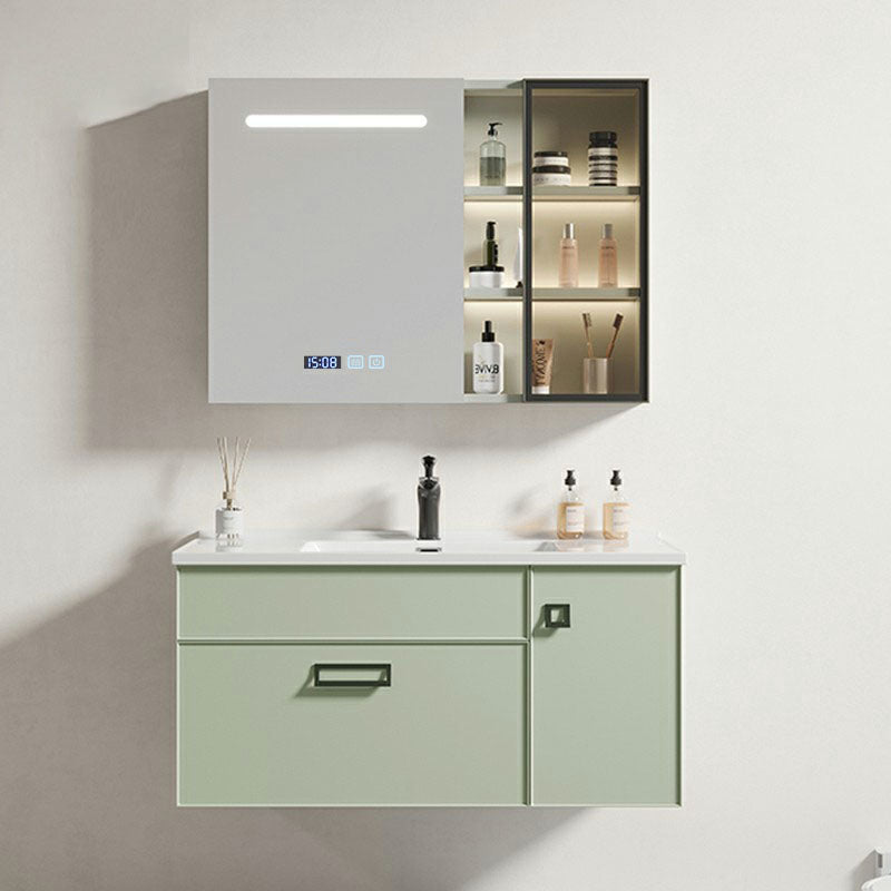 Wall Mount Faucet Included Bath Vanity with Mirror Sink Doors for Bathroom Vanity & Faucet & Smart Medicine Cabinet 44"L x 20"W x 20"H Clearhalo 'Bathroom Remodel & Bathroom Fixtures' 'Bathroom Vanities' 'bathroom_vanities' 'Home Improvement' 'home_improvement' 'home_improvement_bathroom_vanities' 7949997