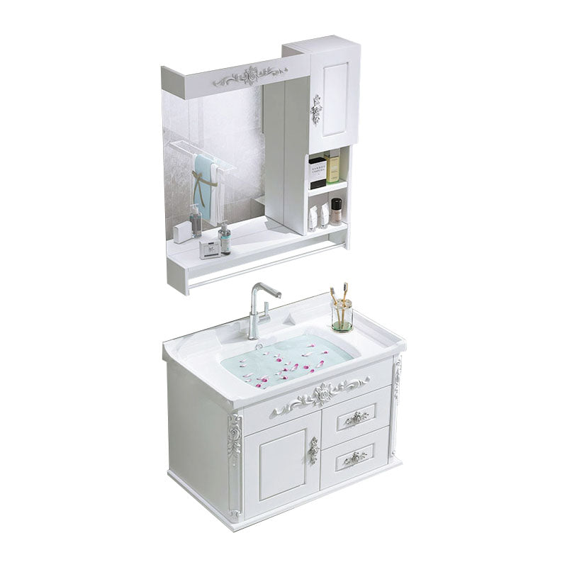 Mirror Included Wall Mount Sink Vanity with Faucet for Bathroom Vanity & Faucet & Mirror Cabinet https: res.litfad.com site img item 2023 03 12 7952534 1200x1200.jpg Clearhalo 'Bathroom Remodel & Bathroom Fixtures' 'Bathroom Vanities' 'bathroom_vanities' 'Home Improvement' 'home_improvement' 'home_improvement_bathroom_vanities' 7952534