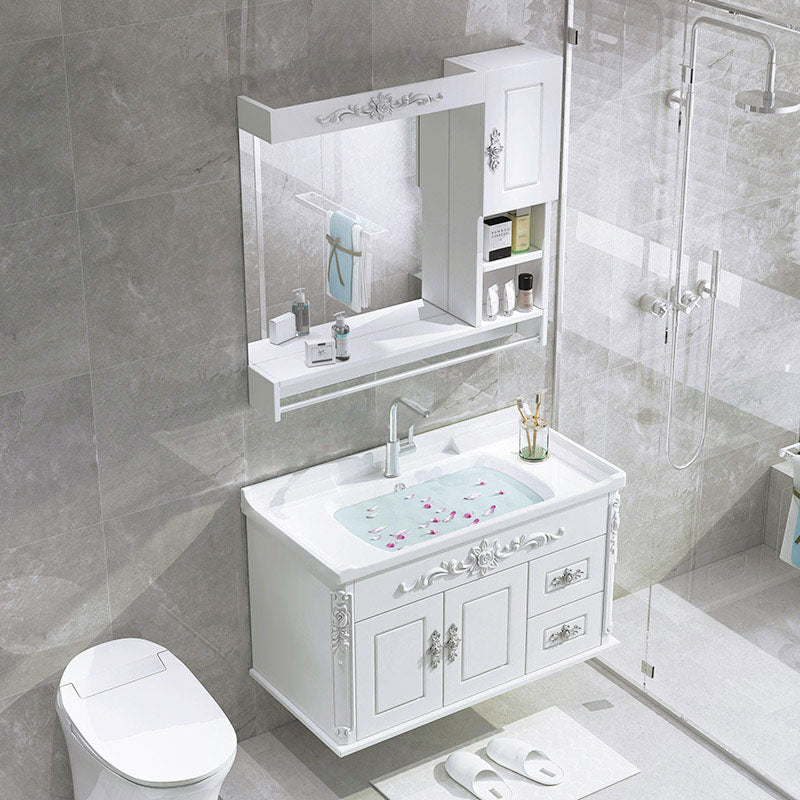 Mirror Included Wall Mount Sink Vanity with Faucet for Bathroom Clearhalo 'Bathroom Remodel & Bathroom Fixtures' 'Bathroom Vanities' 'bathroom_vanities' 'Home Improvement' 'home_improvement' 'home_improvement_bathroom_vanities' 7952538