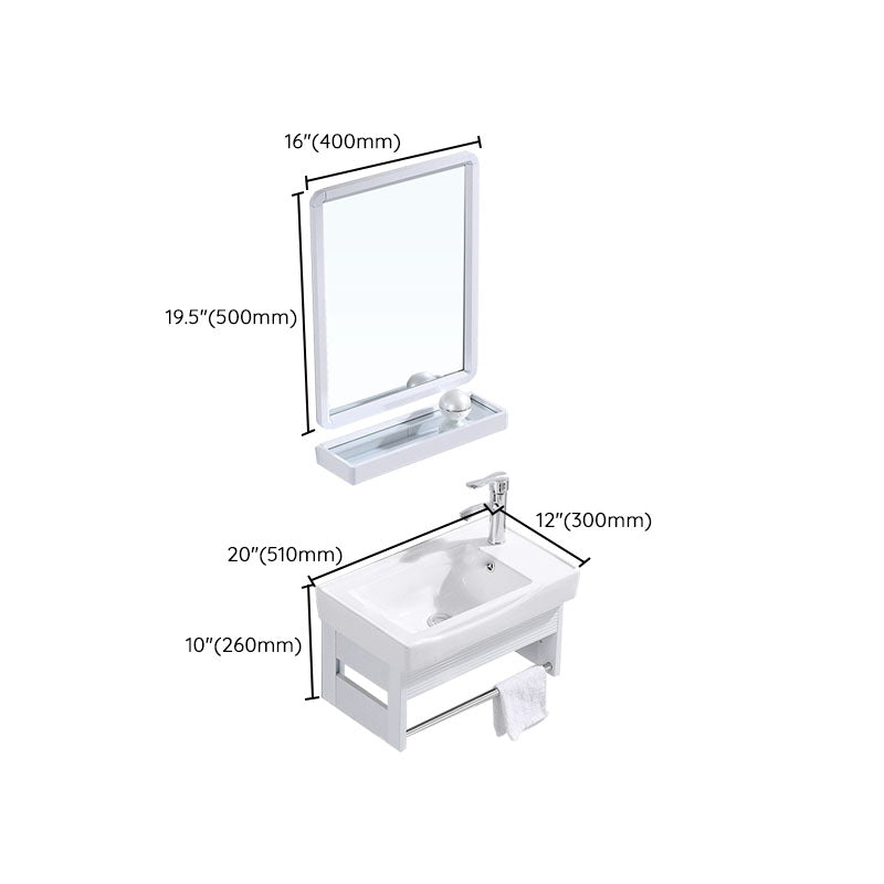 Modern Wall Mount White Sink Vanity with Single Sink for Bathroom Clearhalo 'Bathroom Remodel & Bathroom Fixtures' 'Bathroom Vanities' 'bathroom_vanities' 'Home Improvement' 'home_improvement' 'home_improvement_bathroom_vanities' 7952581