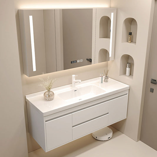 Wall Mount Modern Sink Vanity with Mirror Faucet Sink for Bathroom Clearhalo 'Bathroom Remodel & Bathroom Fixtures' 'Bathroom Vanities' 'bathroom_vanities' 'Home Improvement' 'home_improvement' 'home_improvement_bathroom_vanities' 7952584