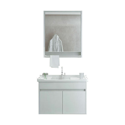 Modern Wall Mount Sink Vanity with Mirror Single Sink for Bathroom Vanity & Faucet & Mirror Cabinet 24"L x 18"W x 21"H White Clearhalo 'Bathroom Remodel & Bathroom Fixtures' 'Bathroom Vanities' 'bathroom_vanities' 'Home Improvement' 'home_improvement' 'home_improvement_bathroom_vanities' 7952617