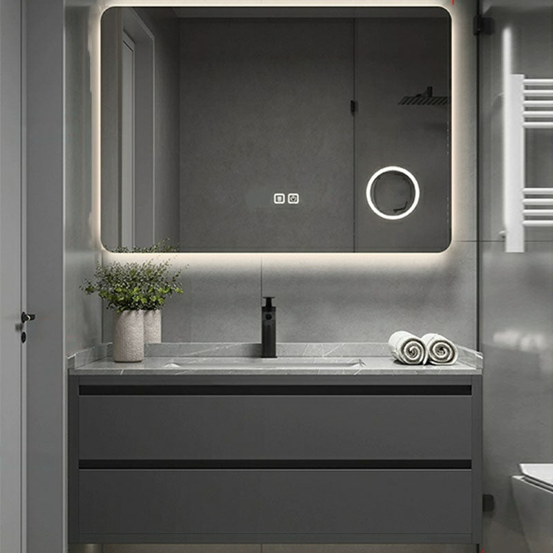 Wall Mount Modern Grey Bath Vanity with Mirror Faucet Sink for Bathroom Vanity & Faucet & Smart Mirror Clearhalo 'Bathroom Remodel & Bathroom Fixtures' 'Bathroom Vanities' 'bathroom_vanities' 'Home Improvement' 'home_improvement' 'home_improvement_bathroom_vanities' 7958751