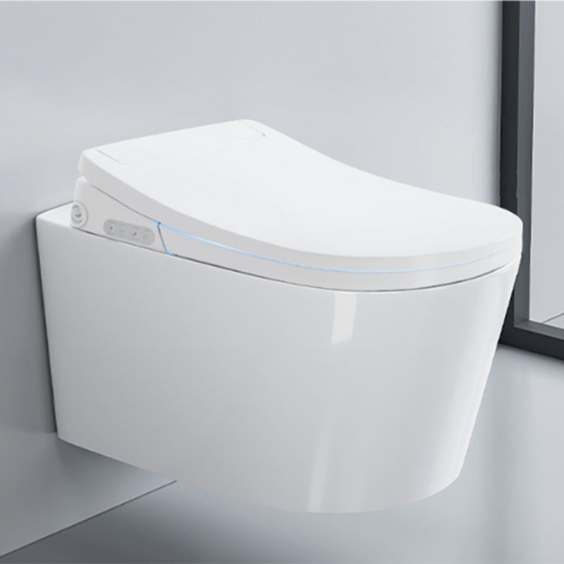 Contemporary White Wall Hung Toilet Set with Soft Close Bidet Seat U-Shaped Seat Plate Clearhalo 'Bathroom Remodel & Bathroom Fixtures' 'Bidets' 'Home Improvement' 'home_improvement' 'home_improvement_bidets' 'Toilets & Bidets' 7981437