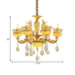 6-Light Chandelier Traditional Dining Hall Ceiling Suspension Lamp with Vase Mable Shade and Crystal Drape Clearhalo 'Ceiling Lights' 'Chandeliers' 'Modern Chandeliers' 'Modern' Lighting' 798406