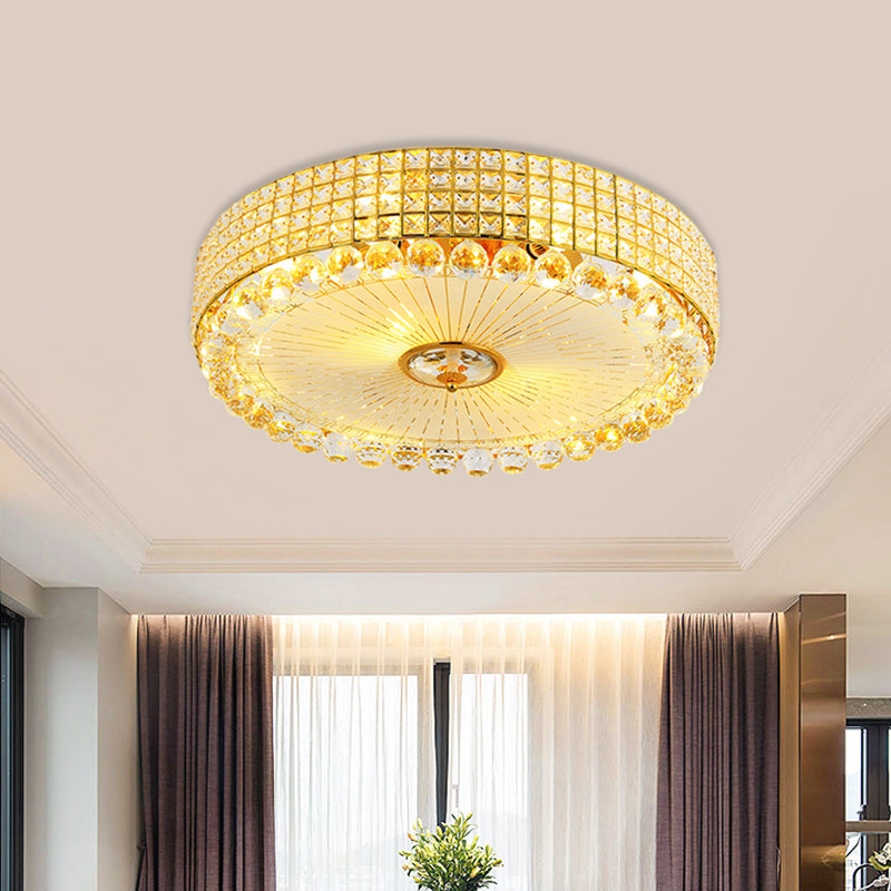Beveled Crystal Silver/Gold Flush Mount Circle Minimalism LED Ceiling Light Fixture, 16/23.5 Inch Dia Clearhalo 'Ceiling Lights' 'Close To Ceiling Lights' 'Close to ceiling' 'Flush mount' Lighting' 798599