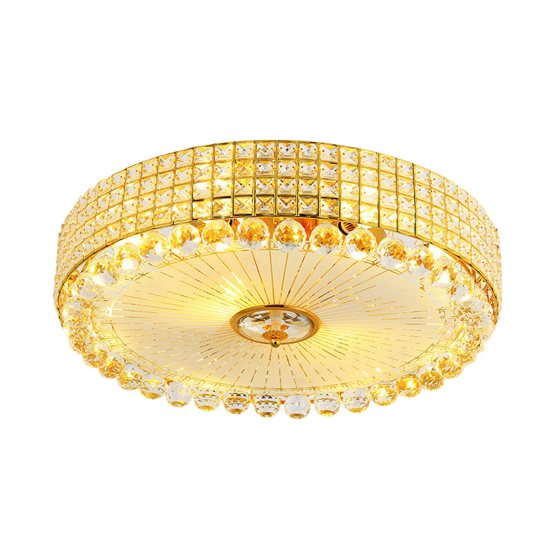 Beveled Crystal Silver/Gold Flush Mount Circle Minimalism LED Ceiling Light Fixture, 16/23.5 Inch Dia Clearhalo 'Ceiling Lights' 'Close To Ceiling Lights' 'Close to ceiling' 'Flush mount' Lighting' 798600