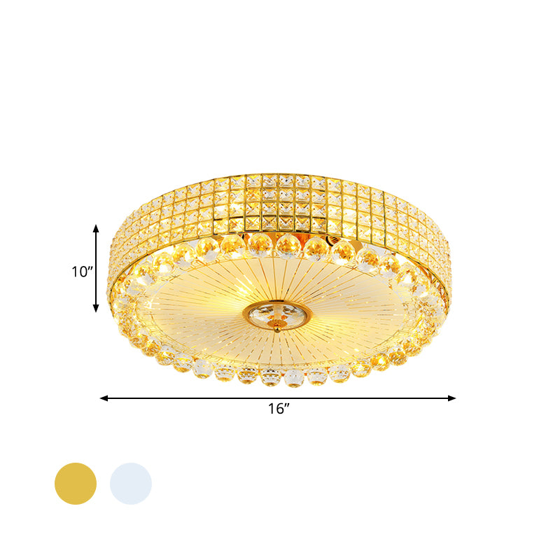 Beveled Crystal Silver/Gold Flush Mount Circle Minimalism LED Ceiling Light Fixture, 16/23.5 Inch Dia Clearhalo 'Ceiling Lights' 'Close To Ceiling Lights' 'Close to ceiling' 'Flush mount' Lighting' 798601