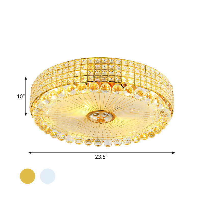 Beveled Crystal Silver/Gold Flush Mount Circle Minimalism LED Ceiling Light Fixture, 16/23.5 Inch Dia Clearhalo 'Ceiling Lights' 'Close To Ceiling Lights' 'Close to ceiling' 'Flush mount' Lighting' 798602