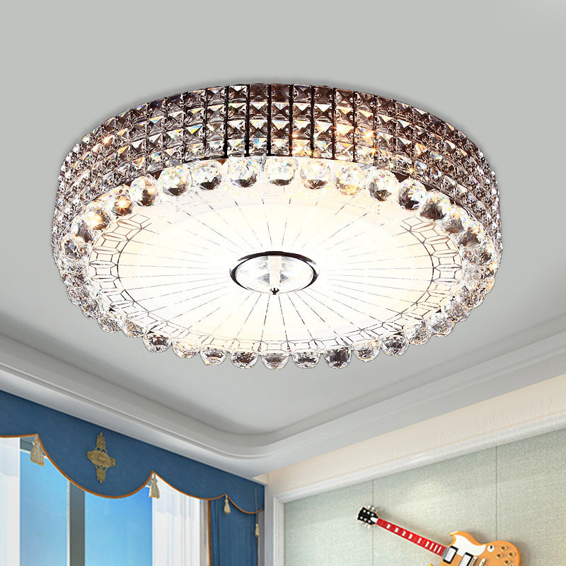 Beveled Crystal Silver/Gold Flush Mount Circle Minimalism LED Ceiling Light Fixture, 16/23.5 Inch Dia Silver Clearhalo 'Ceiling Lights' 'Close To Ceiling Lights' 'Close to ceiling' 'Flush mount' Lighting' 798603