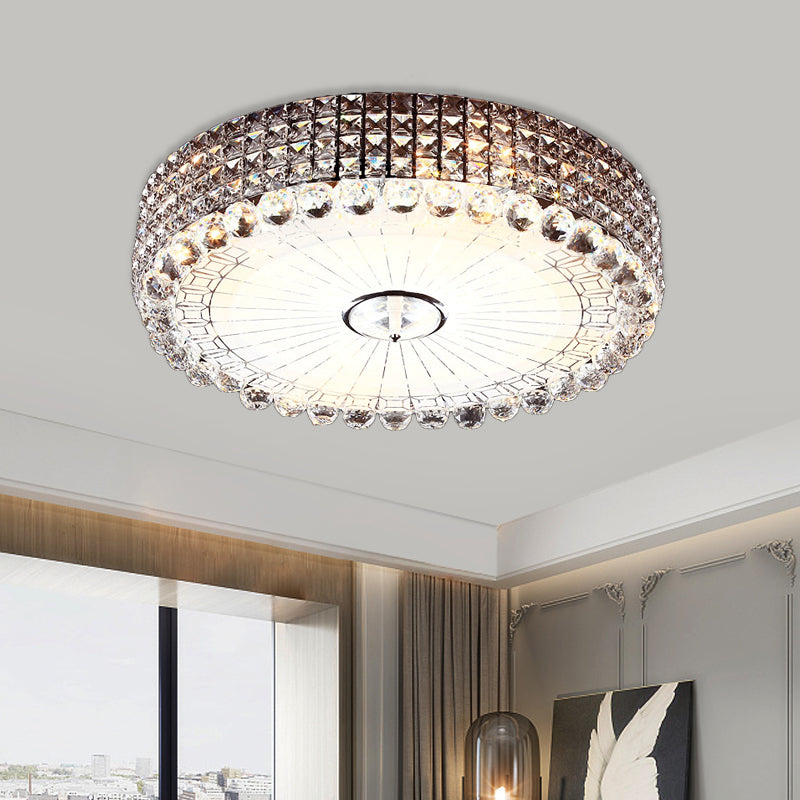 Beveled Crystal Silver/Gold Flush Mount Circle Minimalism LED Ceiling Light Fixture, 16/23.5 Inch Dia Clearhalo 'Ceiling Lights' 'Close To Ceiling Lights' 'Close to ceiling' 'Flush mount' Lighting' 798604