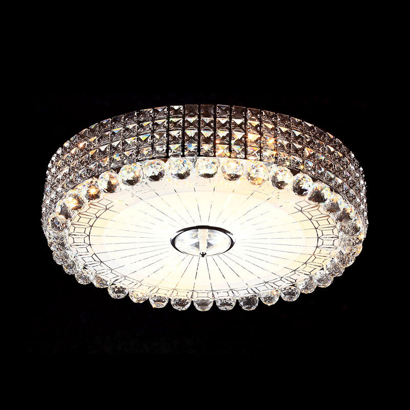 Beveled Crystal Silver/Gold Flush Mount Circle Minimalism LED Ceiling Light Fixture, 16/23.5 Inch Dia Clearhalo 'Ceiling Lights' 'Close To Ceiling Lights' 'Close to ceiling' 'Flush mount' Lighting' 798605