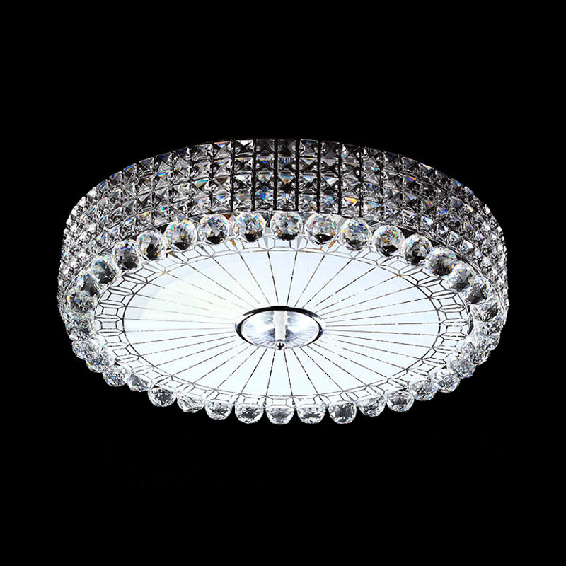 Beveled Crystal Silver/Gold Flush Mount Circle Minimalism LED Ceiling Light Fixture, 16/23.5 Inch Dia Clearhalo 'Ceiling Lights' 'Close To Ceiling Lights' 'Close to ceiling' 'Flush mount' Lighting' 798606