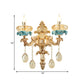 Antiqued Candlestick Wall Mount Lamp 1/2-Light K9 Crystal Sconce Light Fixture with Ceramic Accent in Gold Clearhalo 'Modern wall lights' 'Modern' 'Wall Lamps & Sconces' 'Wall Lights' Lighting' 798679