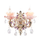 Ruffle Purple Glass Sconce Lamp Countryside 1/2-Light Living Room Wall Mount Lighting with K9 Crystal Drop Clearhalo 'Wall Lamps & Sconces' 'Wall Lights' Lighting' 798686