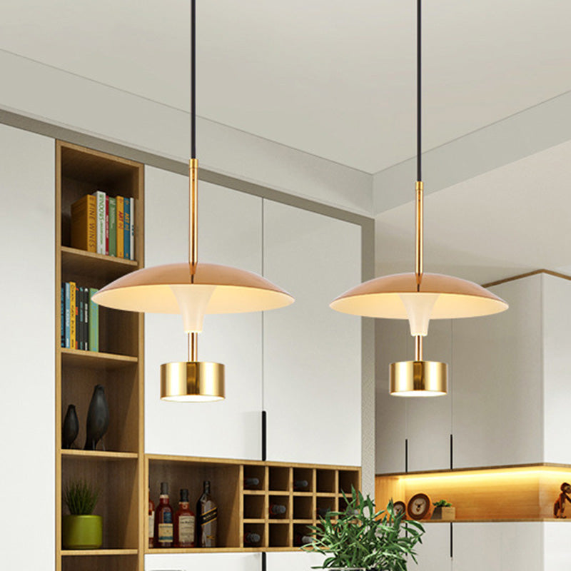 10"/14" W Domed Metallic Suspension Light Modern LED Gold Ceiling Pendant Lamp for Dining Room Gold 10" Clearhalo 'Ceiling Lights' 'Modern Pendants' 'Modern' 'Pendant Lights' 'Pendants' Lighting' 798778