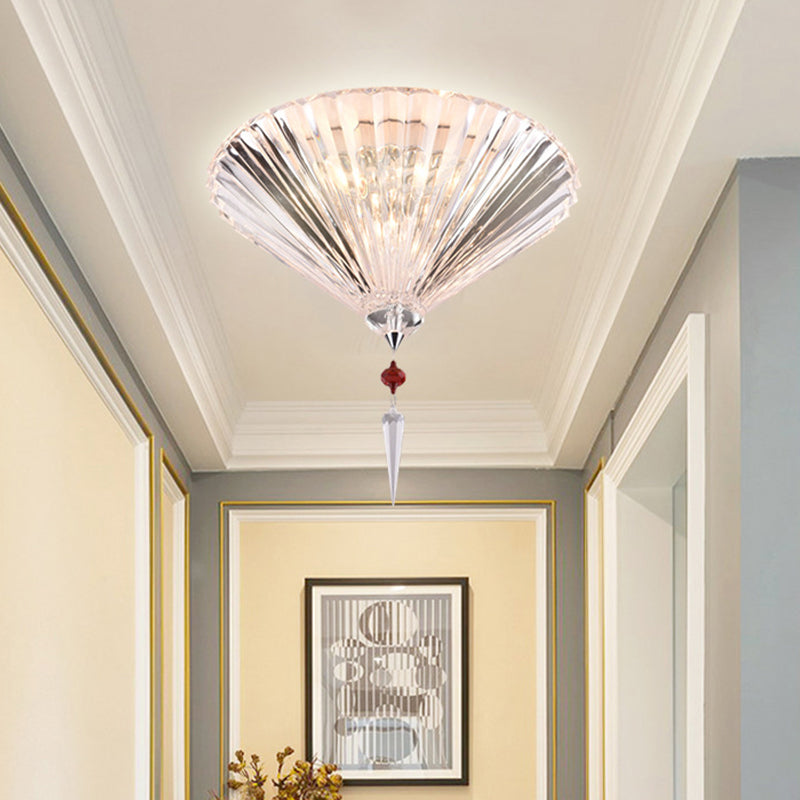 Simple Conical Ceiling Mounted Light 3/4 Lights Clear Faceted Crystal Flushmount Lighting for Corridor Clearhalo 'Ceiling Lights' 'Close To Ceiling Lights' 'Close to ceiling' 'Flush mount' Lighting' 798788