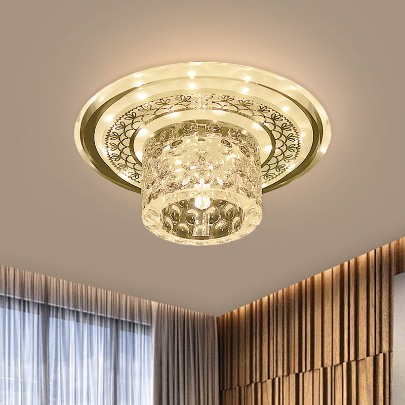 Fluid Led Ceiling LED Cylinder Flushmount Light Contemporary Clear Crystal Ceiling ...