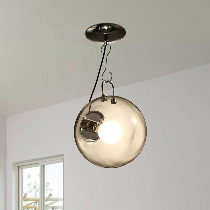 10"/12" Wide Ball Semi Flush Light Modern Clear Glass 1 Light Clear Semi Flush Mount Light Clearhalo 'Ceiling Lights' 'Close To Ceiling Lights' 'Close to ceiling' 'Glass shade' 'Glass' 'Semi-flushmount' Lighting' 798906