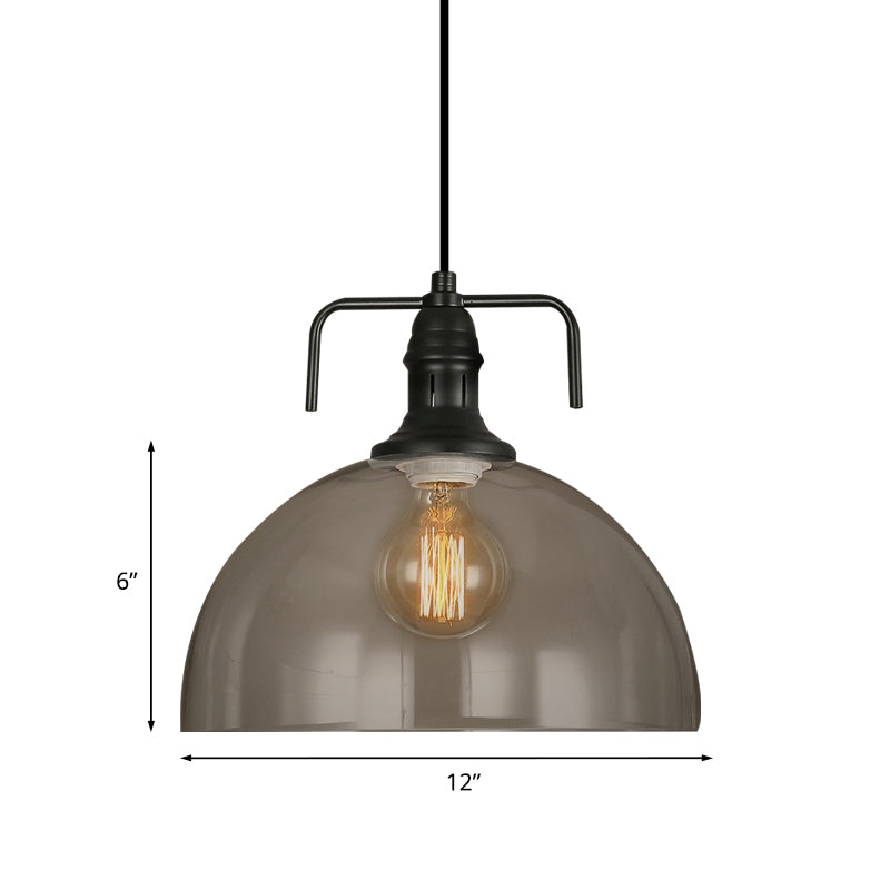 Vintage Dome Hanging Ceiling Light One Light Clear Glass Pendant Lighting in Black Clearhalo 'Art Deco Pendants' 'Cast Iron' 'Ceiling Lights' 'Ceramic' 'Crystal' 'Industrial Pendants' 'Industrial' 'Metal' 'Middle Century Pendants' 'Pendant Lights' 'Pendants' 'Tiffany' Lighting' 798936