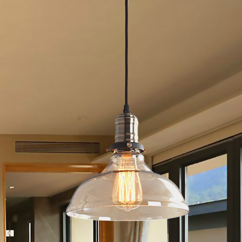 Clear/Amber 1 Light Pendant Ceiling Light Antique Glass Dome Hanging Lamp for Living Room Amber Clearhalo 'Ceiling Lights' 'Glass shade' 'Glass' 'Industrial Pendants' 'Industrial' 'Middle Century Pendants' 'Pendant Lights' 'Pendants' 'Tiffany' Lighting' 798937