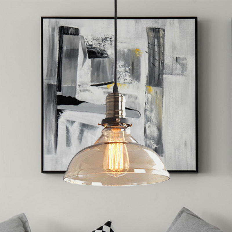 Clear/Amber 1 Light Pendant Ceiling Light Antique Glass Dome Hanging Lamp for Living Room Clearhalo 'Ceiling Lights' 'Glass shade' 'Glass' 'Industrial Pendants' 'Industrial' 'Middle Century Pendants' 'Pendant Lights' 'Pendants' 'Tiffany' Lighting' 798938