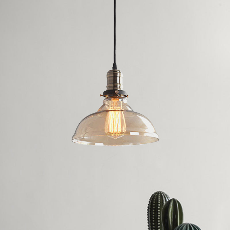 Clear/Amber 1 Light Pendant Ceiling Light Antique Glass Dome Hanging Lamp for Living Room Clearhalo 'Ceiling Lights' 'Glass shade' 'Glass' 'Industrial Pendants' 'Industrial' 'Middle Century Pendants' 'Pendant Lights' 'Pendants' 'Tiffany' Lighting' 798939