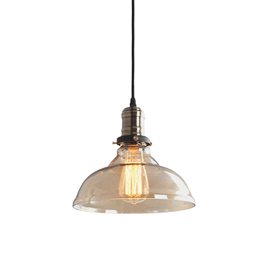 Clear/Amber 1 Light Pendant Ceiling Light Antique Glass Dome Hanging Lamp for Living Room Clearhalo 'Ceiling Lights' 'Glass shade' 'Glass' 'Industrial Pendants' 'Industrial' 'Middle Century Pendants' 'Pendant Lights' 'Pendants' 'Tiffany' Lighting' 798940