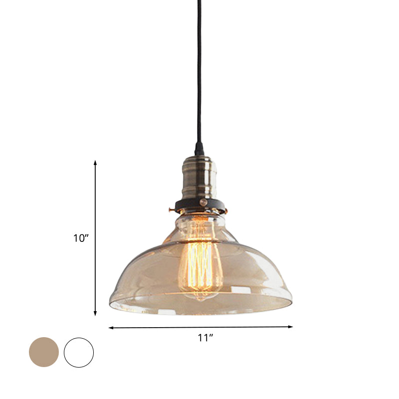Clear/Amber 1 Light Pendant Ceiling Light Antique Glass Dome Hanging Lamp for Living Room Clearhalo 'Ceiling Lights' 'Glass shade' 'Glass' 'Industrial Pendants' 'Industrial' 'Middle Century Pendants' 'Pendant Lights' 'Pendants' 'Tiffany' Lighting' 798941