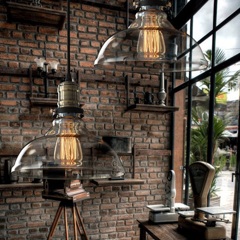 Clear/Amber 1 Light Pendant Ceiling Light Antique Glass Dome Hanging Lamp for Living Room Clearhalo 'Ceiling Lights' 'Glass shade' 'Glass' 'Industrial Pendants' 'Industrial' 'Middle Century Pendants' 'Pendant Lights' 'Pendants' 'Tiffany' Lighting' 798943