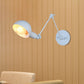 1 Bulb Sconce Light Retro Style Swing Arm Metallic Mini Wall Lamp in White for Study Room Clearhalo 'Art deco wall lights' 'Cast Iron' 'Glass' 'Industrial wall lights' 'Industrial' 'Middle century wall lights' 'Modern' 'Rustic wall lights' 'Tiffany' 'Traditional wall lights' 'Wall Lamps & Sconces' 'Wall Lights' Lighting' 798976
