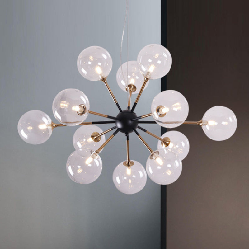 Clear Glass Sputnik Hanging Chandelier Simple Style 12 Lights Ceiling Pendant Light for Living Room Clearhalo 'Ceiling Lights' 'Chandeliers' 'Clear' 'Glass shade' 'Glass' 'Industrial' 'Modern Chandeliers' 'Modern' 'Tiffany' 'Traditional Chandeliers' Lighting' 799072
